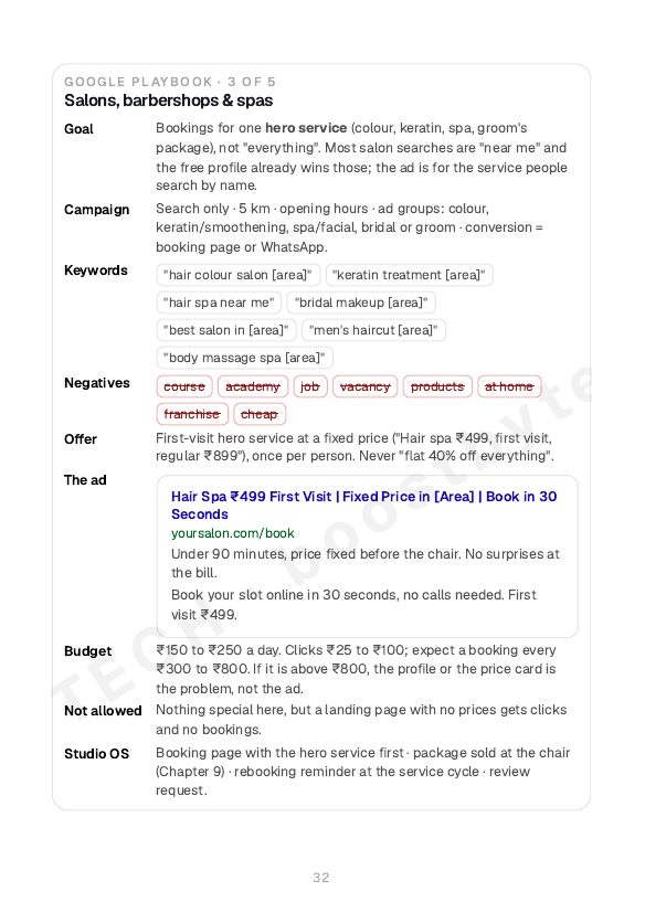 Google Search ads playbook for salons and spas